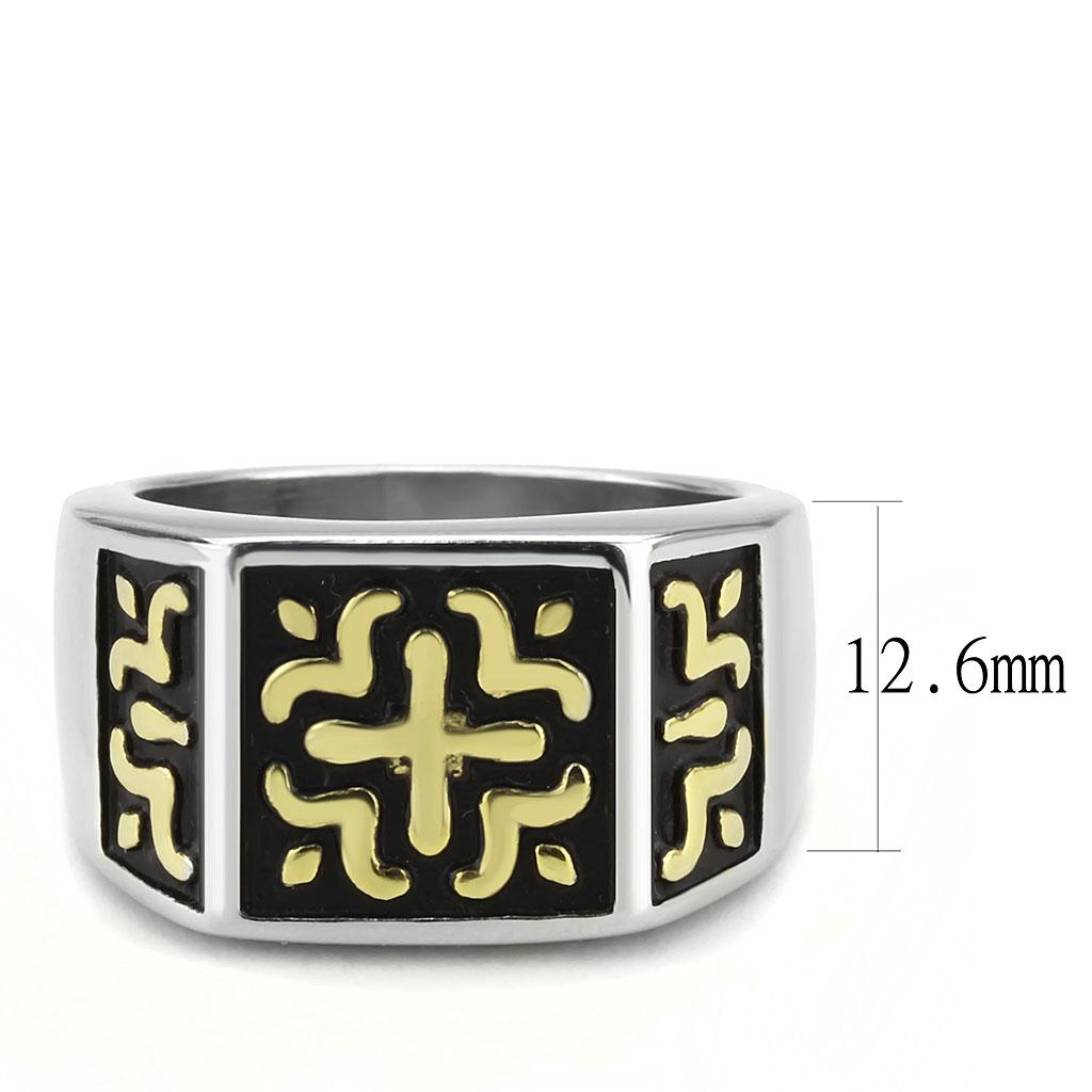 TK3622 - Two-Tone IP Gold (Ion Plating) Stainless Steel Ring with No Stone-1