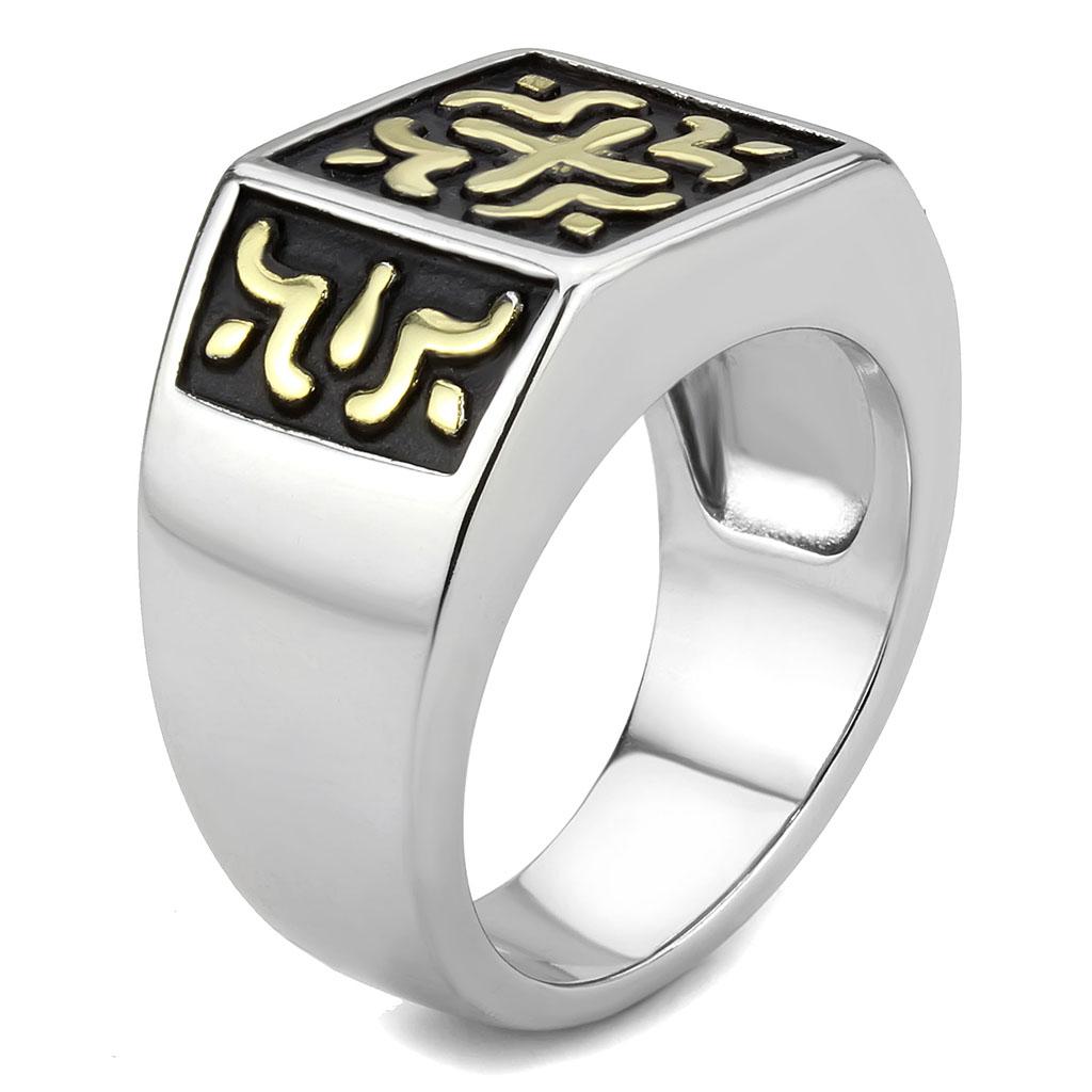 TK3622 - Two-Tone IP Gold (Ion Plating) Stainless Steel Ring with No Stone-3