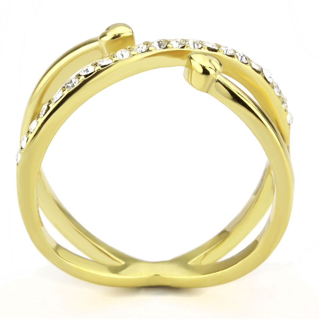 TK3625 - IP Gold(Ion Plating) Stainless Steel Ring with Top Grade Crystal  in Clear-2
