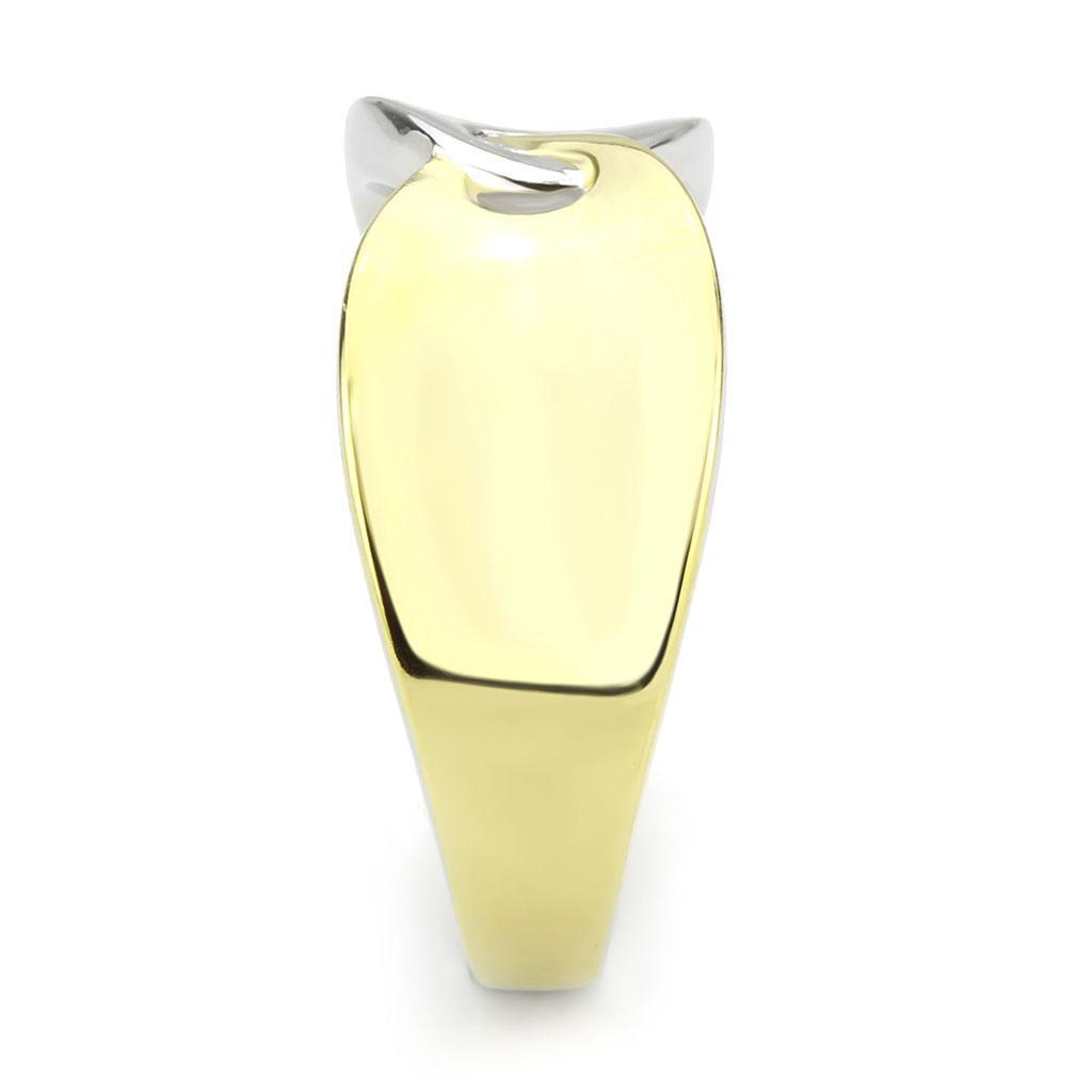 TK3630 - Two-Tone IP Gold (Ion Plating) Stainless Steel Ring with No Stone-3