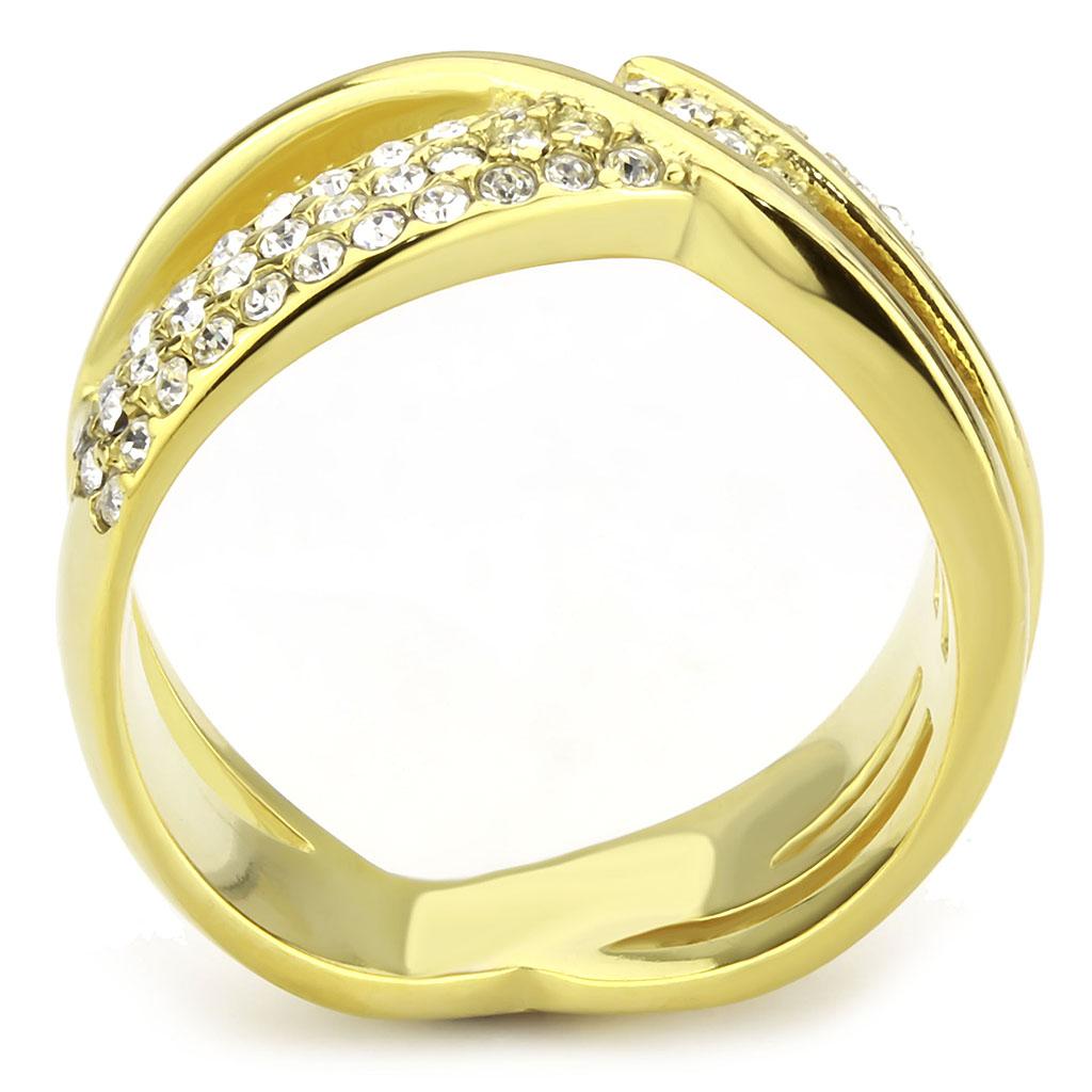 TK3632 - IP Gold(Ion Plating) Stainless Steel Ring with Top Grade Crystal  in Clear-2
