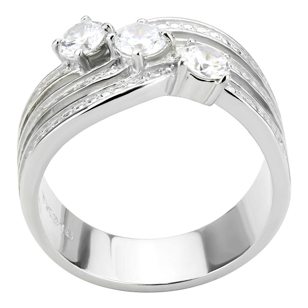 TK3633 - High polished (no plating) Stainless Steel Ring with AAA Grade CZ  in Clear-2