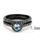 TK3634 - IP Black(Ion Plating) Stainless Steel Ring with Synthetic Synthetic Glass in Sea Blue-1