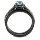 TK3634 - IP Black(Ion Plating) Stainless Steel Ring with Synthetic Synthetic Glass in Sea Blue-2