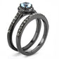 TK3634 - IP Black(Ion Plating) Stainless Steel Ring with Synthetic Synthetic Glass in Sea Blue-3