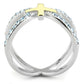 TK3636 - Two-Tone IP Gold (Ion Plating) Stainless Steel Ring with Top Grade Crystal  in Sea Blue-2
