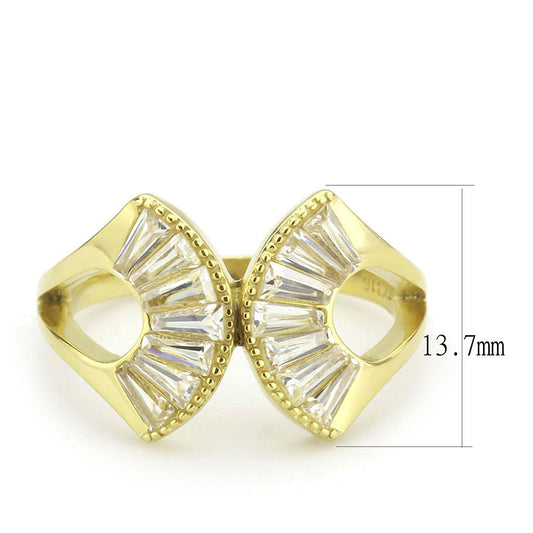 TK3638 - IP Gold(Ion Plating) Stainless Steel Ring with AAA Grade CZ  in Clear-1