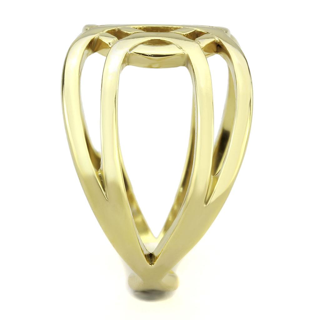 TK3639 - IP Gold(Ion Plating) Stainless Steel Ring with No Stone-3