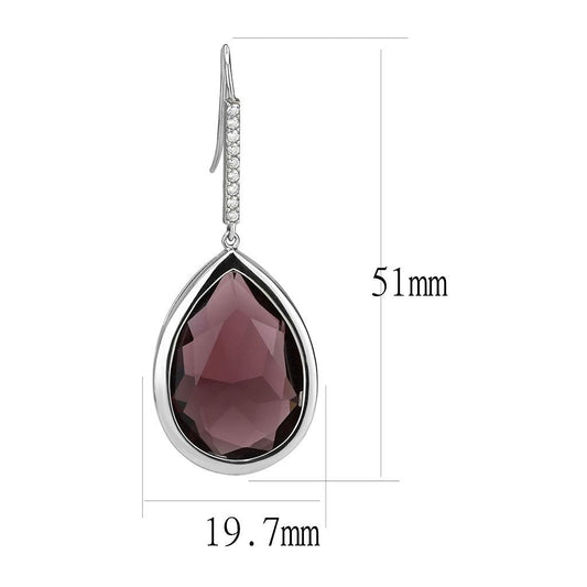 TK3647 - High polished (no plating) Stainless Steel Earrings with Top Grade Crystal  in Amethyst-1