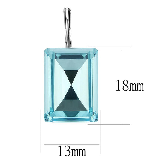 TK3649 - High polished (no plating) Stainless Steel Earrings with Top Grade Crystal  in Sea Blue-1