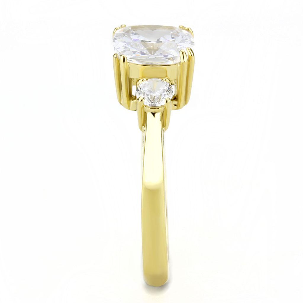 TK3674 - IP Gold(Ion Plating) Stainless Steel Ring with AAA Grade CZ  in Clear-3