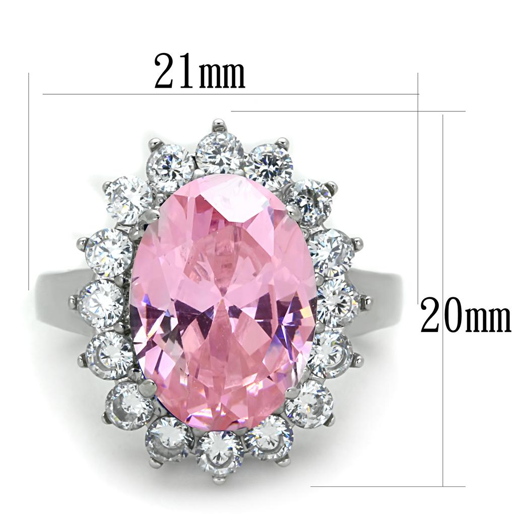 TK3676 - High polished (no plating) Stainless Steel Ring with Synthetic Synthetic Glass in Rose-1