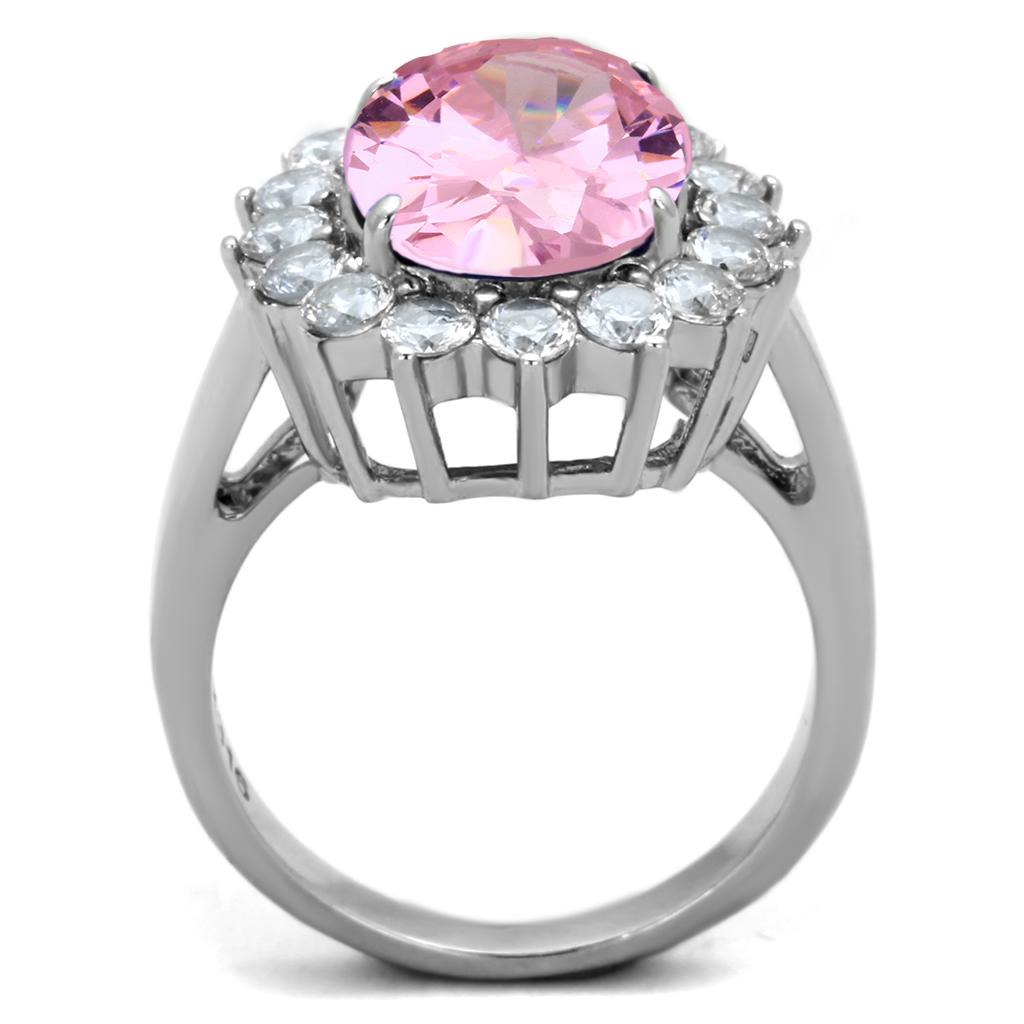 TK3676 - High polished (no plating) Stainless Steel Ring with Synthetic Synthetic Glass in Rose-2