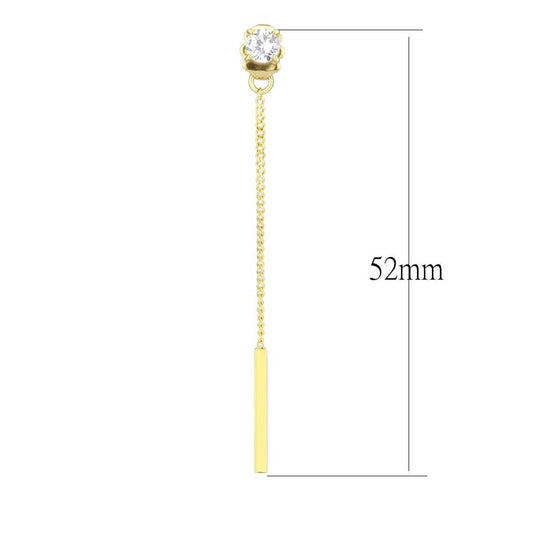 TK3681 - IP Gold(Ion Plating) Stainless Steel Earrings with AAA Grade CZ  in Clear-1