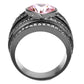 TK3686 - IP Black(Ion Plating) Stainless Steel Ring with Top Grade Crystal  in Light Rose-2