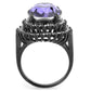 TK3687 - IP Black(Ion Plating) Stainless Steel Ring with Top Grade Crystal  in Tanzanite-2