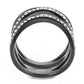 TK3689 - IP Light Black  (IP Gun) Stainless Steel Ring with Top Grade Crystal  in Clear-3