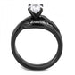 TK3693 - IP Black(Ion Plating) Stainless Steel Ring with AAA Grade CZ  in Clear-2