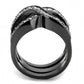 TK3694 - IP Black(Ion Plating) Stainless Steel Ring with AAA Grade CZ  in Clear-2