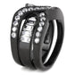 TK3694 - IP Black(Ion Plating) Stainless Steel Ring with AAA Grade CZ  in Clear-4