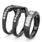 TK3694 - IP Black(Ion Plating) Stainless Steel Ring with AAA Grade CZ  in Clear-3