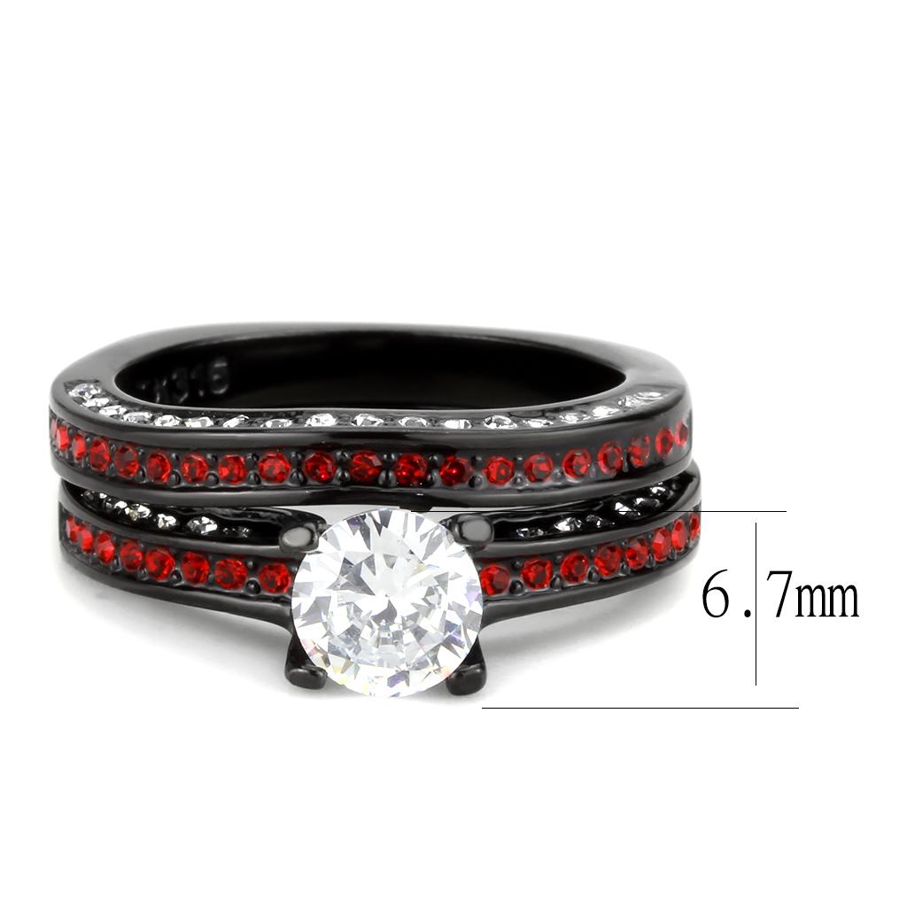 TK3695 - IP Black(Ion Plating) Stainless Steel Ring with AAA Grade CZ  in Clear-1