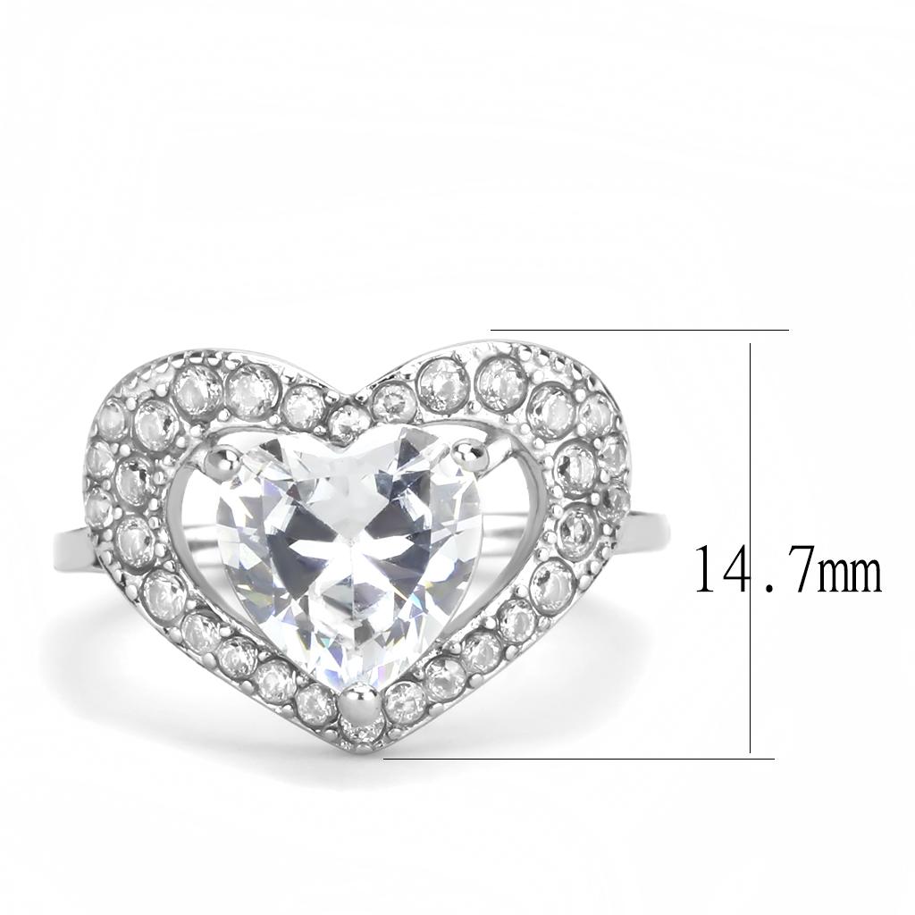 TK3698 - High polished (no plating) Stainless Steel Ring with AAA Grade CZ  in Clear-1