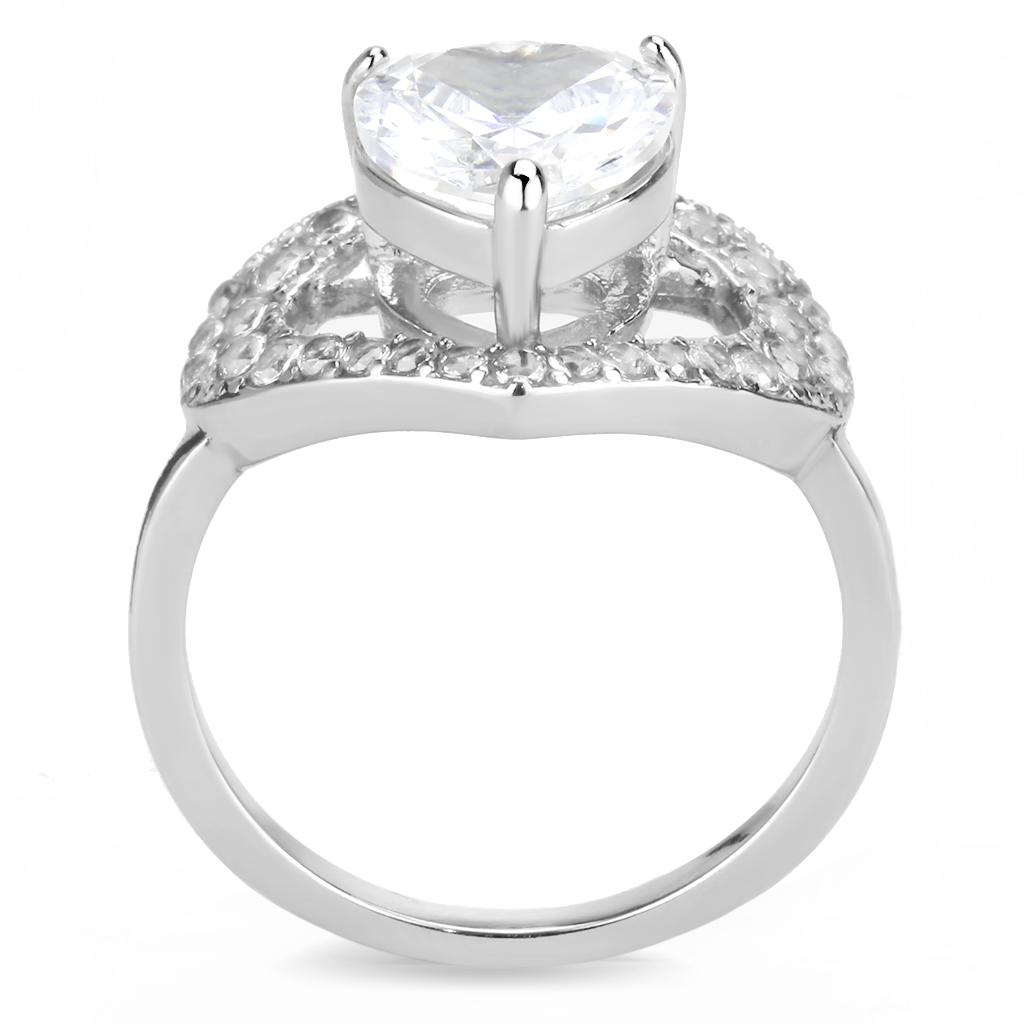 TK3698 - High polished (no plating) Stainless Steel Ring with AAA Grade CZ  in Clear-2