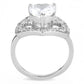 TK3698 - High polished (no plating) Stainless Steel Ring with AAA Grade CZ  in Clear-2