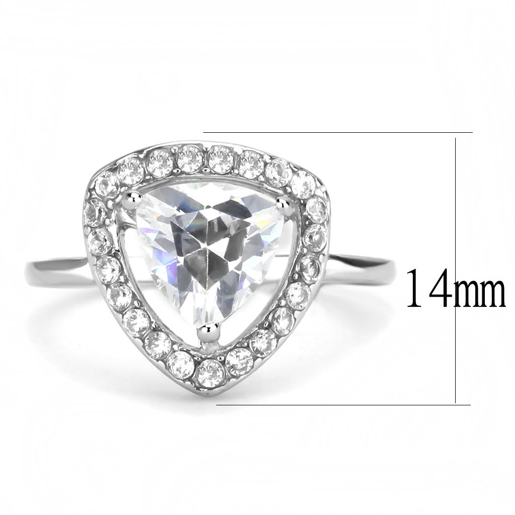 TK3699 - High polished (no plating) Stainless Steel Ring with AAA Grade CZ  in Clear-1