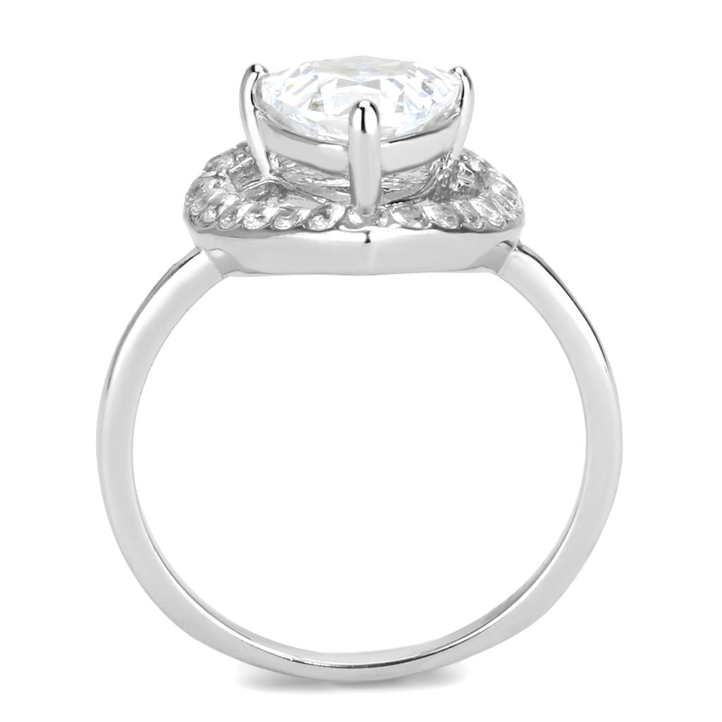 TK3699 - High polished (no plating) Stainless Steel Ring with AAA Grade CZ  in Clear-2