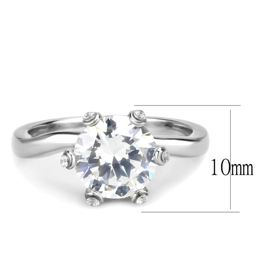 TK3700 - High polished (no plating) Stainless Steel Ring with AAA Grade CZ  in Clear-1
