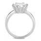 TK3700 - High polished (no plating) Stainless Steel Ring with AAA Grade CZ  in Clear-2