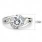 TK3701 - High polished (no plating) Stainless Steel Ring with AAA Grade CZ  in Clear-1
