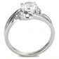 TK3701 - High polished (no plating) Stainless Steel Ring with AAA Grade CZ  in Clear-2