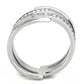 TK3702 - High polished (no plating) Stainless Steel Ring with Top Grade Crystal  in Clear-2