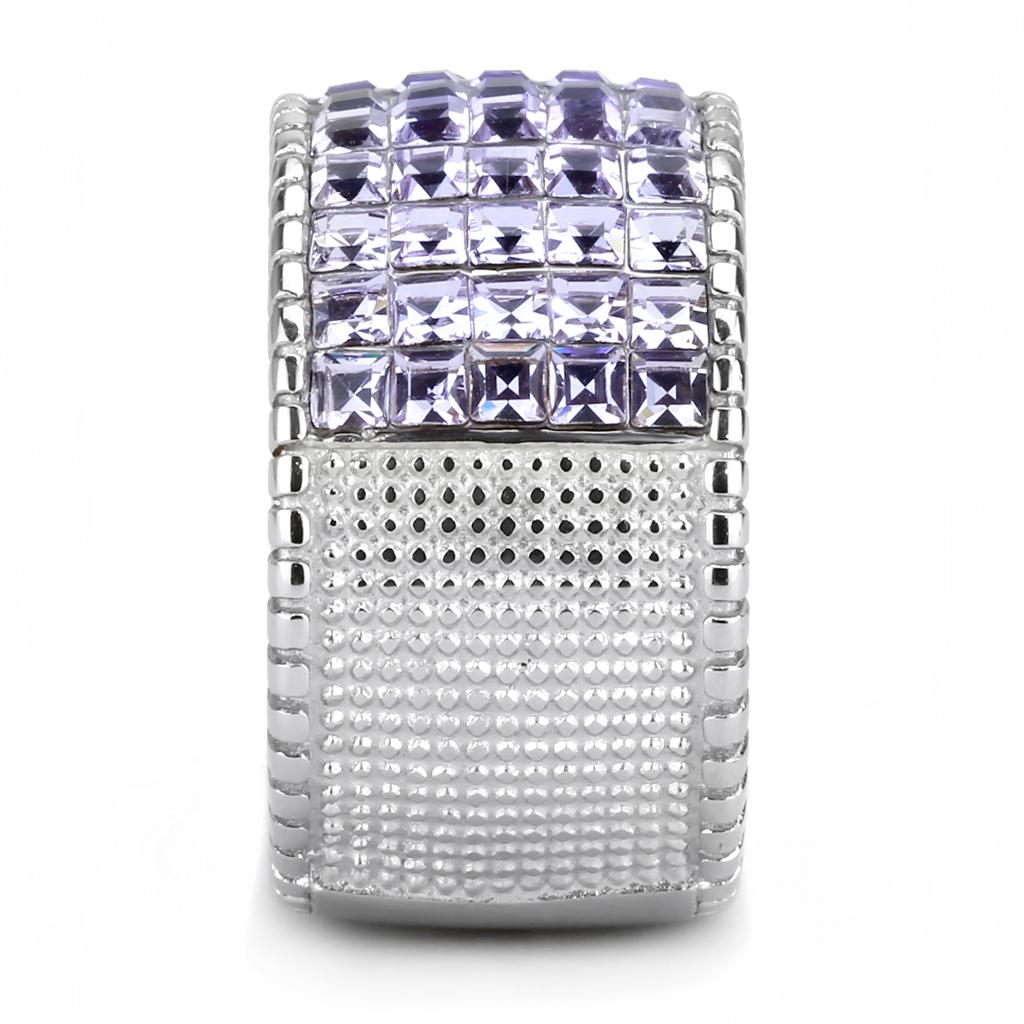 TK3703 - High polished (no plating) Stainless Steel Ring with Top Grade Crystal  in Multi Color-4