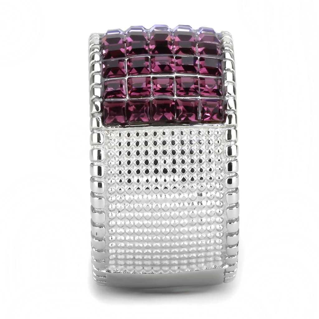 TK3703 - High polished (no plating) Stainless Steel Ring with Top Grade Crystal  in Multi Color-3