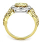TK3704 - Two-Tone IP Gold (Ion Plating) Stainless Steel Ring with Top Grade Crystal  in Multi Color-2