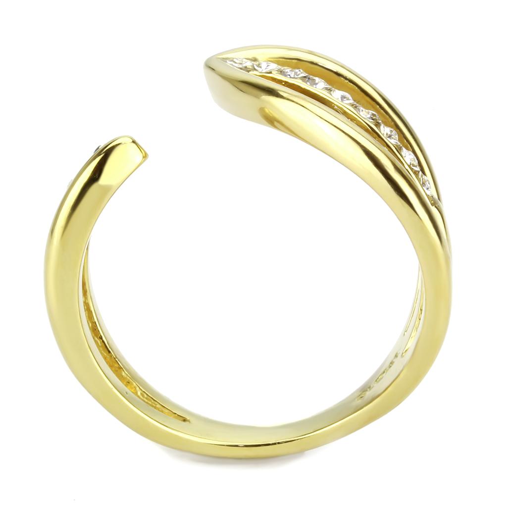 TK3710 - IP Gold(Ion Plating) Stainless Steel Ring with Top Grade Crystal  in Clear-2