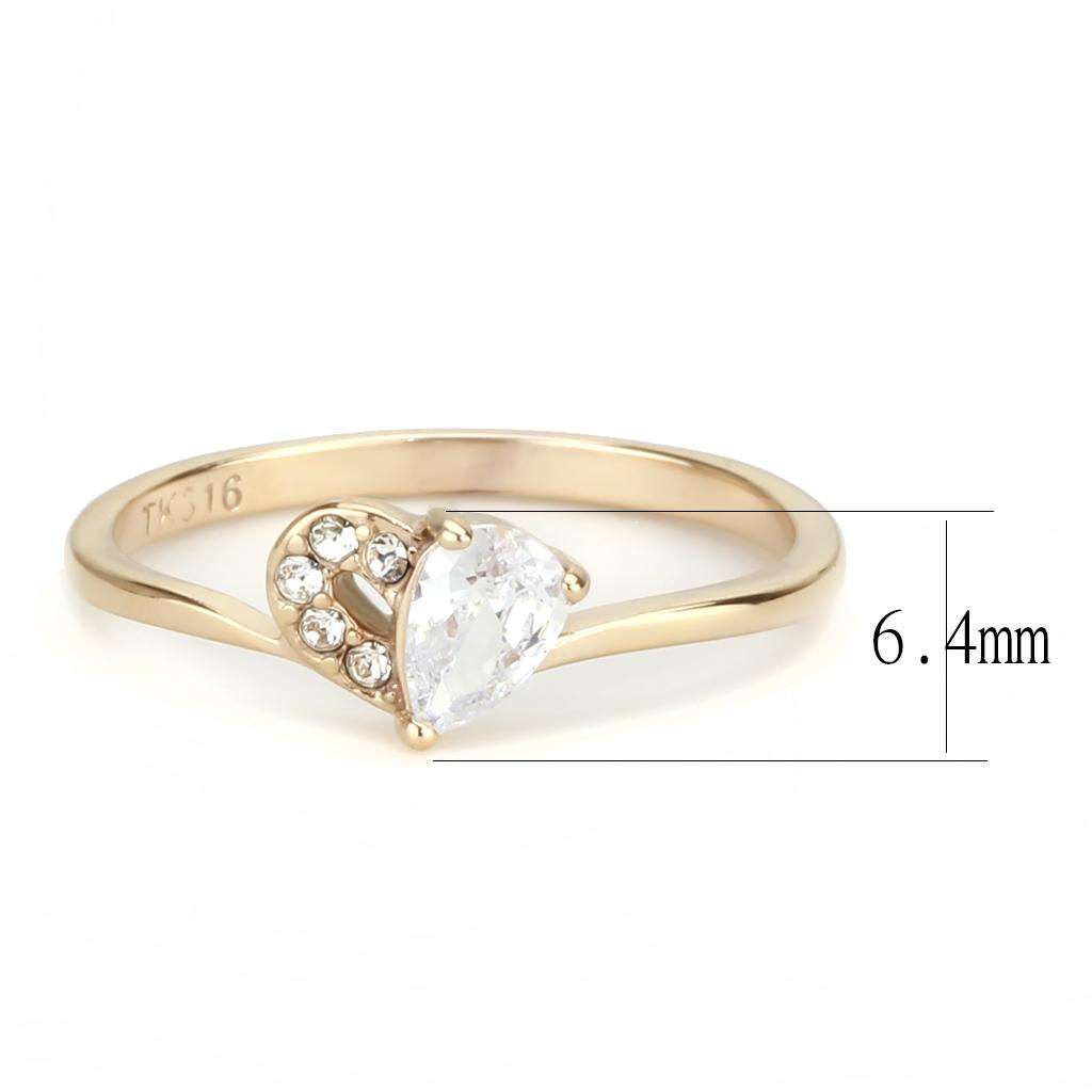 TK3713 - IP Rose Gold(Ion Plating) Stainless Steel Ring with AAA Grade CZ  in Clear-1