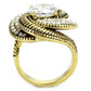 TK3714 - IP Gold(Ion Plating) Stainless Steel Ring with AAA Grade CZ  in Clear-2