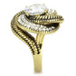 TK3714 - IP Gold(Ion Plating) Stainless Steel Ring with AAA Grade CZ  in Clear-3