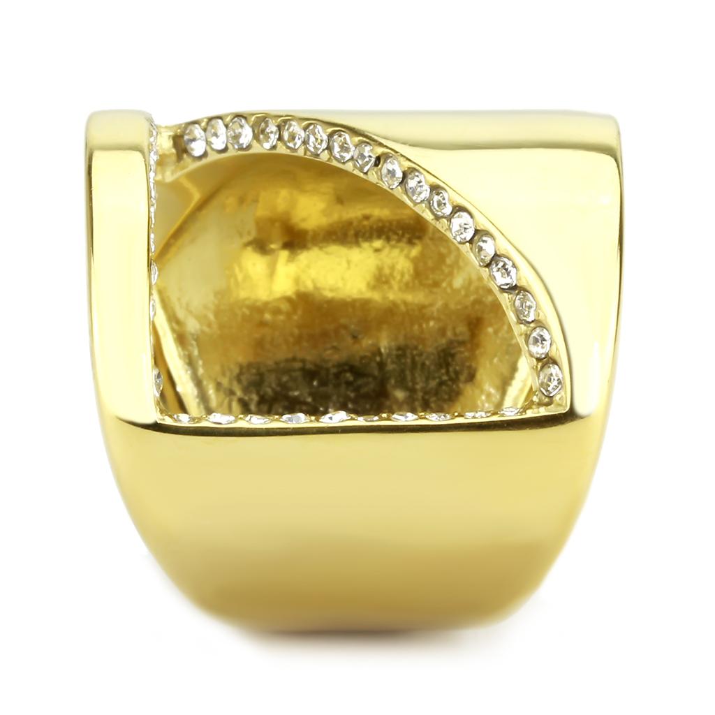 TK3715 - IP Gold(Ion Plating) Stainless Steel Ring with Top Grade Crystal  in Clear-4