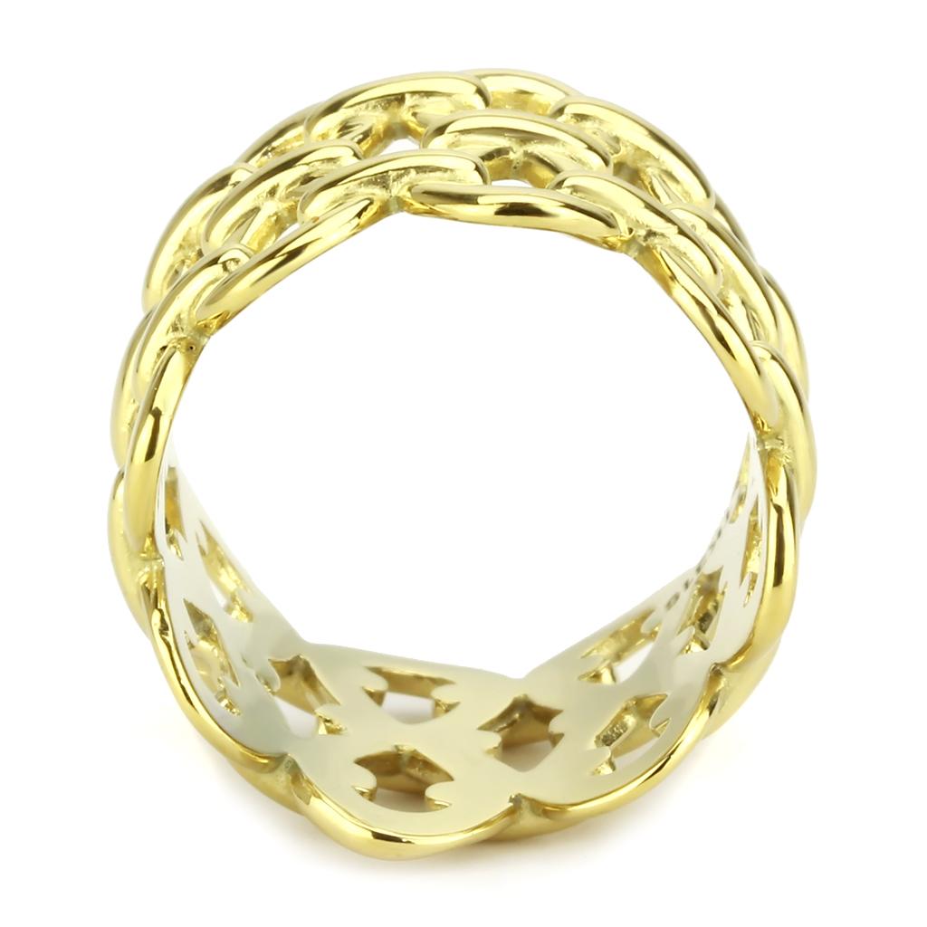 TK3716 - IP Gold(Ion Plating) Stainless Steel Ring with No Stone-2