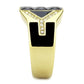 TK3721 - IP Gold(Ion Plating) Stainless Steel Ring with AAA Grade CZ  in Black Diamond-3