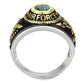 TK3725 - Two-Tone IP Gold (Ion Plating) Stainless Steel Ring with Synthetic Synthetic Glass in Sea Blue-2
