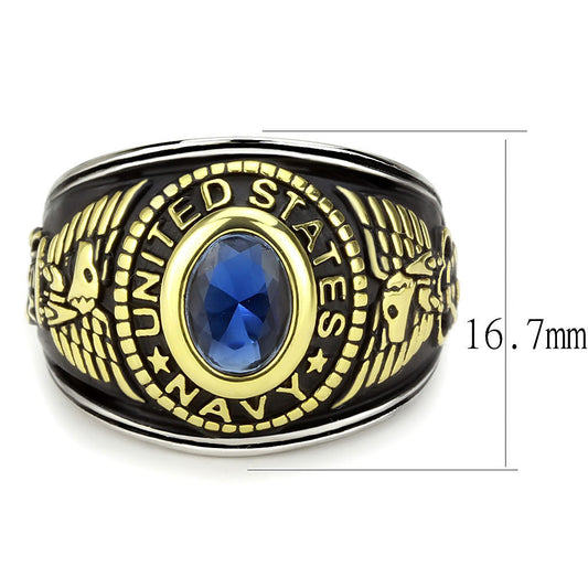 TK3726 - Two-Tone IP Gold (Ion Plating) Stainless Steel Ring with Synthetic Synthetic Glass in Montana-1