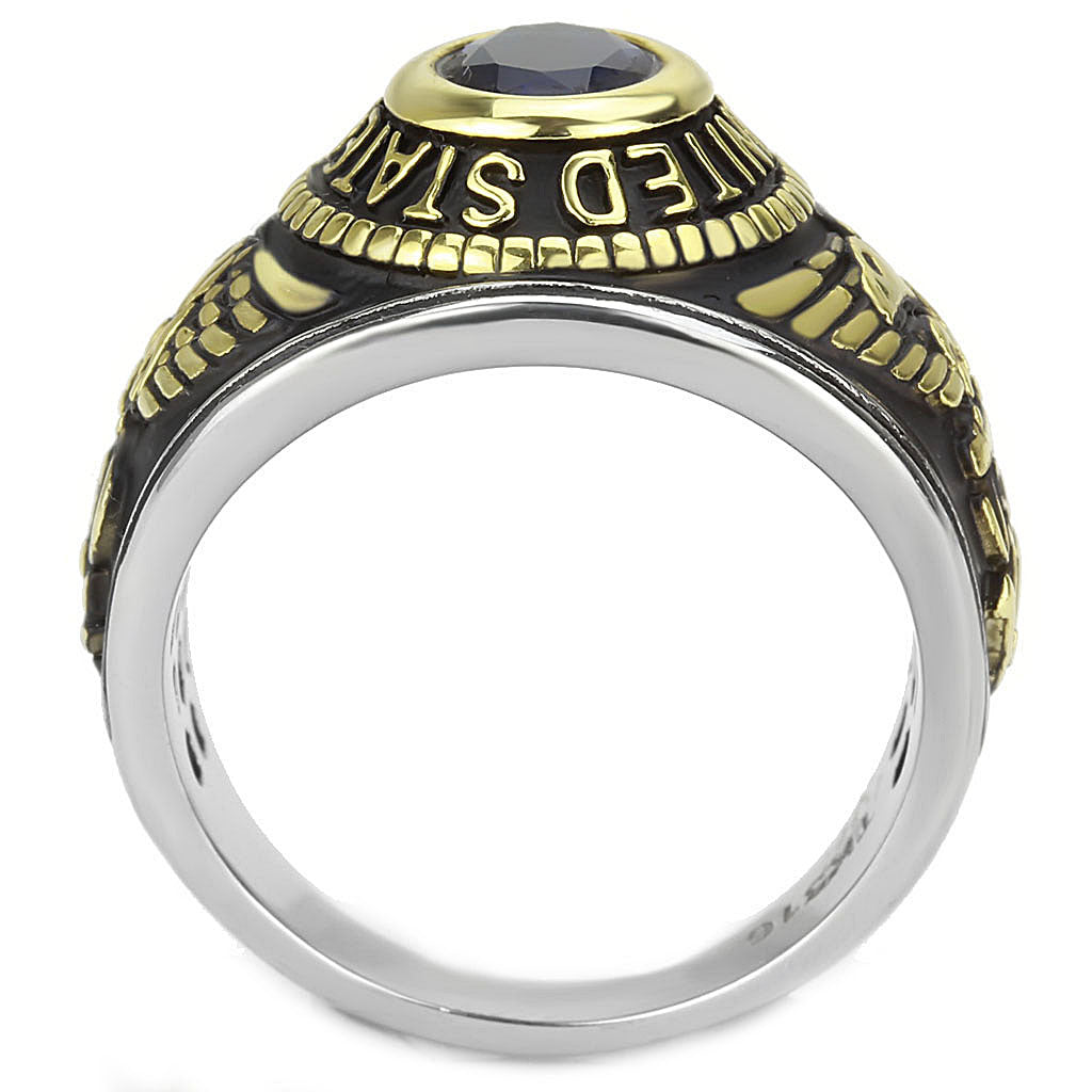 TK3726 - Two-Tone IP Gold (Ion Plating) Stainless Steel Ring with Synthetic Synthetic Glass in Montana-3