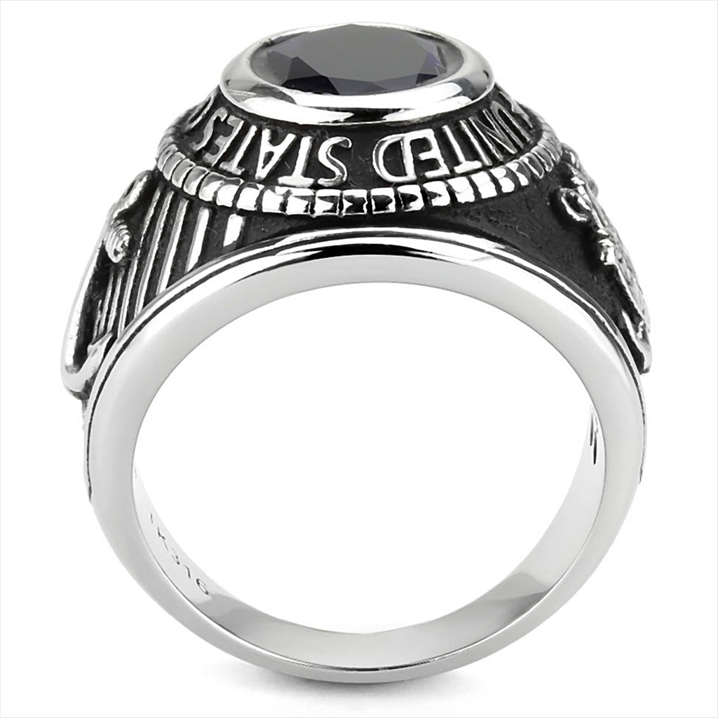 TK3727 - High polished (no plating) Stainless Steel Ring with Synthetic Synthetic Glass in Montana-3